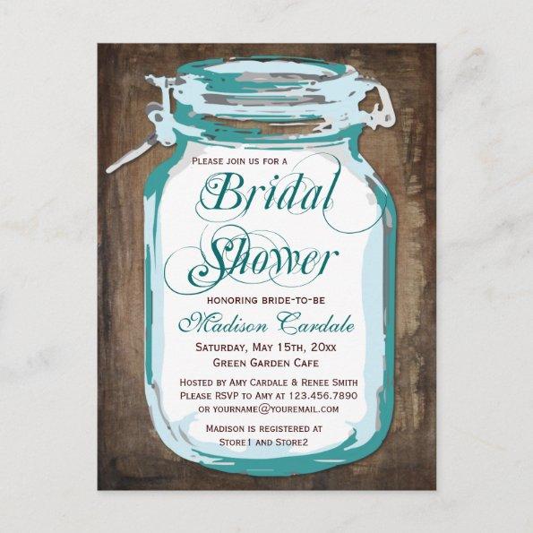 Rustic Country Mason Jar Bridal Shower PostInvitations