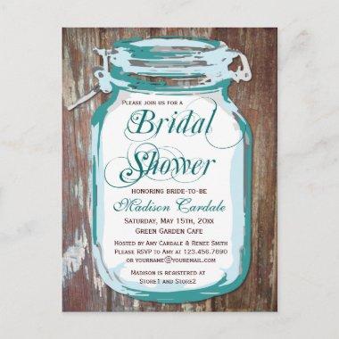 Rustic Country Mason Jar Bridal Shower PostInvitations