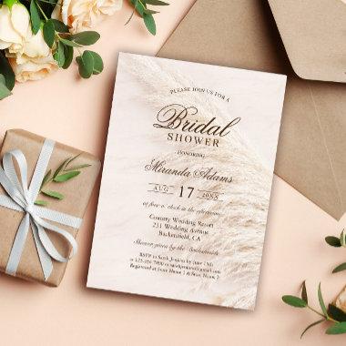 Rustic Country Pampas Grass Bridal Shower Invitations
