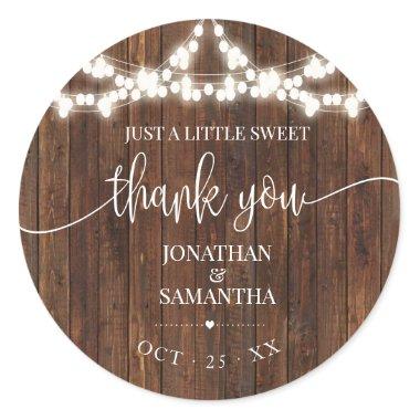 Rustic Country Wedding Bridal Shower Thank You Classic Round Sticker