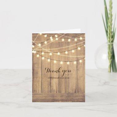 Rustic Country Western Wood & Lights Wedding Thank You Invitations