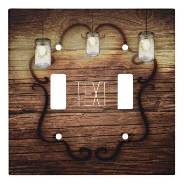 Rustic Country Wood & Lighted Mason Jars Light Switch Cover