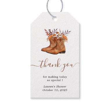 Rustic cowboy boots Thank you favor Gift Tags