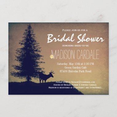 Rustic Deer Tree Country Bridal Shower Invitations