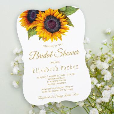 Rustic elegant gold sunflowers bridal shower Invitations