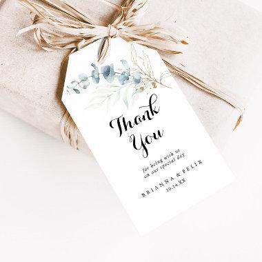Rustic Eucalyptus Gold Floral Wedding Thank You Gift Tags