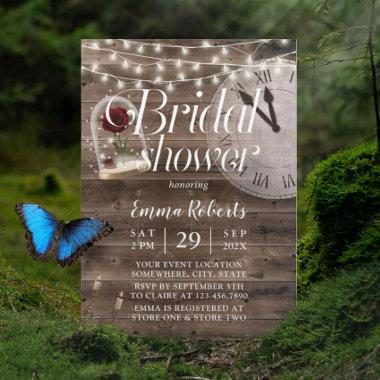 Rustic Fairytale Wedding Barn Wood Bridal Shower Invitations