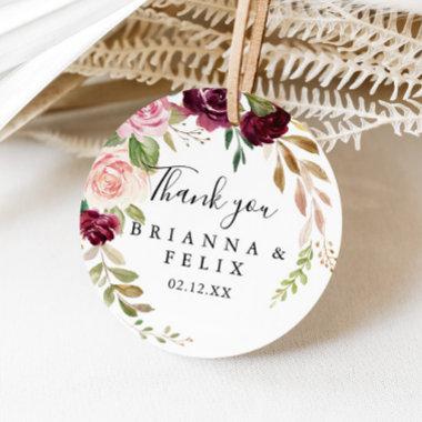 Rustic Floral Botanical Thank You Wedding Favor Classic Round Sticker