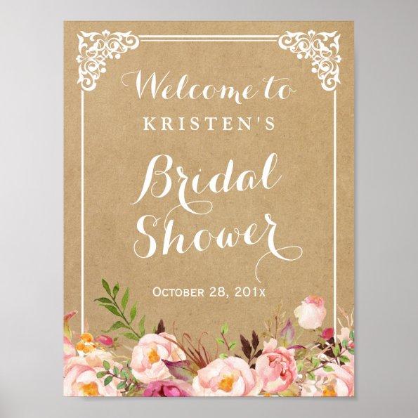 Rustic Floral Kraft Look | Bridal Shower Sign