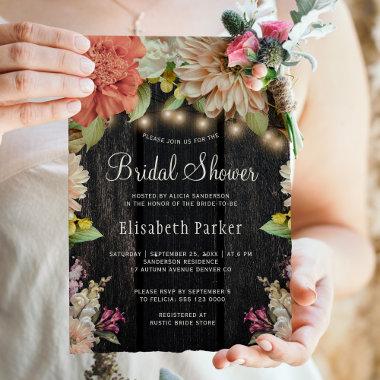 Rustic floral wood bridal shower Invitations