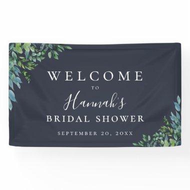 Rustic Forest Foliage Navy Blue Party Banner