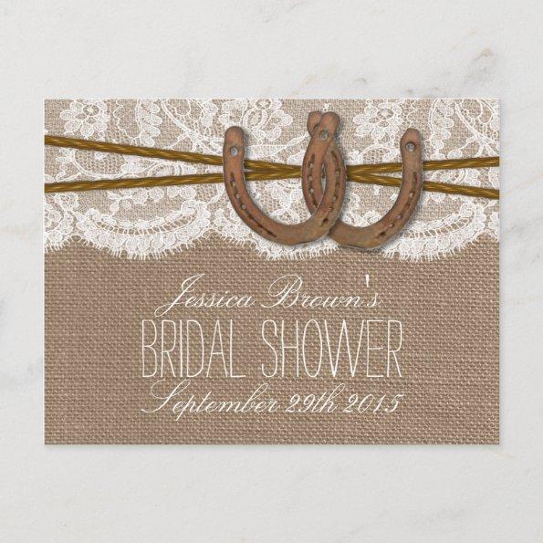 Rustic Horseshoes Bridal Shower Recipe Invitations