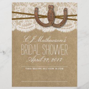 Rustic Horseshoes Bridal Shower Recipe Dividers