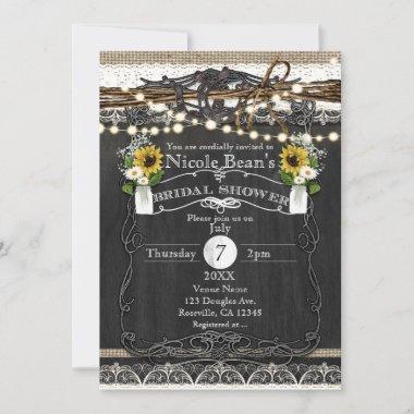 Rustic Horseshoes & Flowers Country BRIDAL SHOWER Invitations