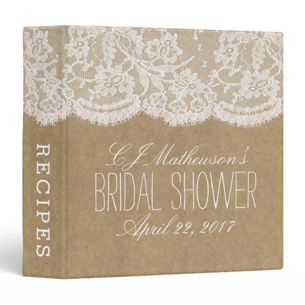 Rustic Kraft & Lace Bridal Shower Recipe Binder