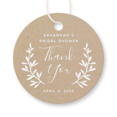 Rustic Laurel Kraft Bridal Shower Thank You Favor Tags