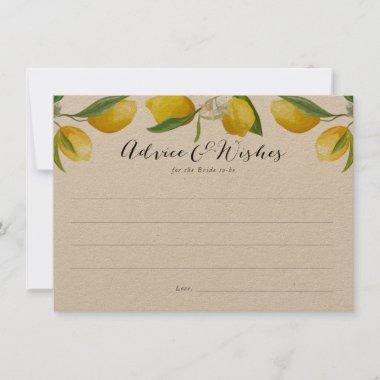 Rustic Lemon Bridal Shower advice and wishes Invitations