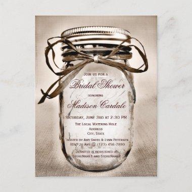 Rustic Mason Jar Bridal Shower Invitation POSTInvitations