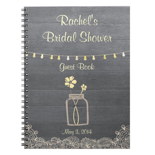 Rustic Mason Jar Bridal Shower Notebook