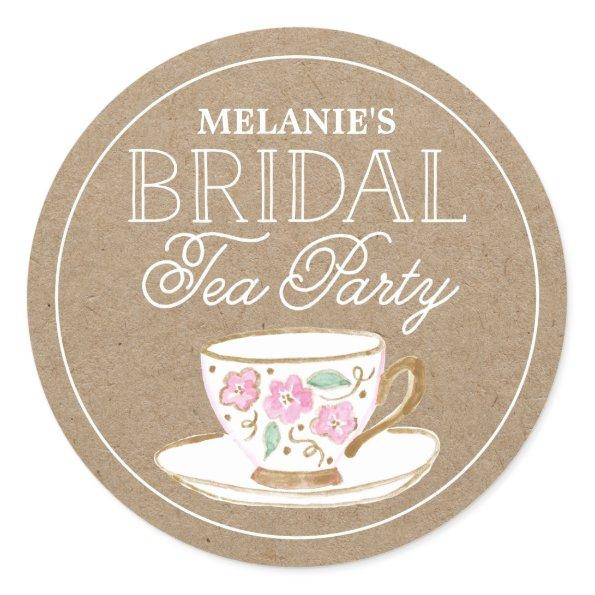 Rustic Modern Bridal Tea Party | Bridal Shower Classic Round Sticker