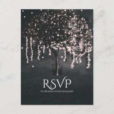 Rustic Night Mossy Tree Lights Wedding RSVP Invitation PostInvitations
