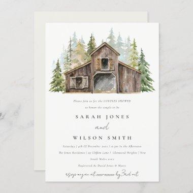 Rustic Pine Forest Barnyard Couples Shower Invite
