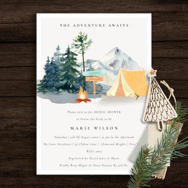 Rustic Pine Woods Camping Mountain Bridal Shower Invitations
