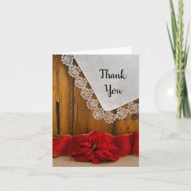 Rustic Poinsettia Country Winter Wedding Thank You
