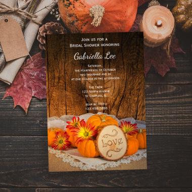 Rustic Pumpkins Fall Barn Bridal Shower Invitations