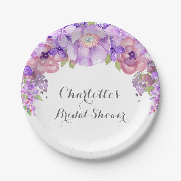 Rustic Purple Lilac Floral Bridal Shower Plate