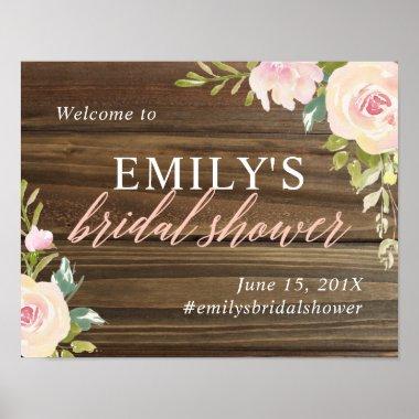 Rustic Rose Bridal Shower Welcome Sign