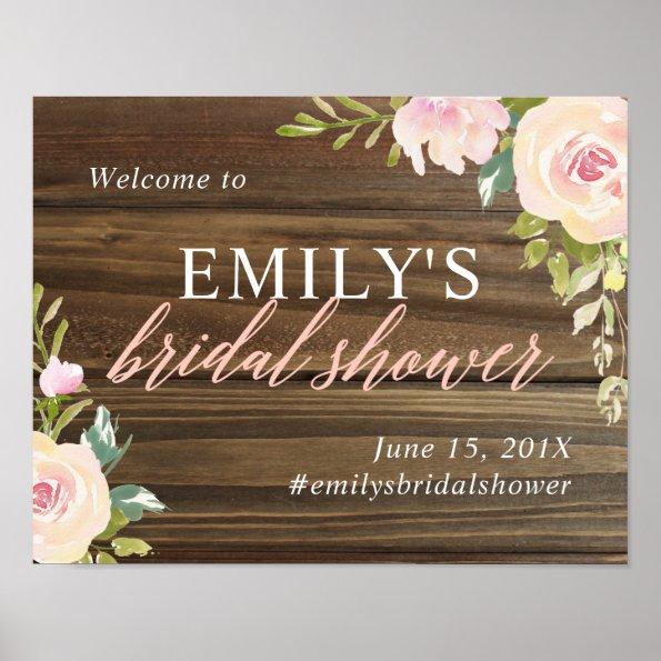 Rustic Rose Bridal Shower Welcome Sign