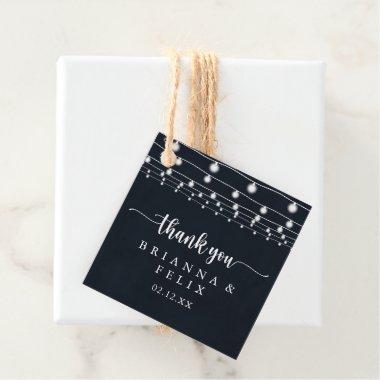 Rustic String Lights Calligraphy Wedding Favor Tags