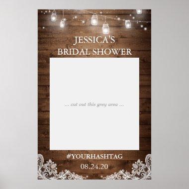 Rustic String Lights Lace Bridal Shower Photo Prop Poster