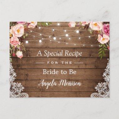 Rustic String Lights Lace Floral Bridal Recipe PostInvitations