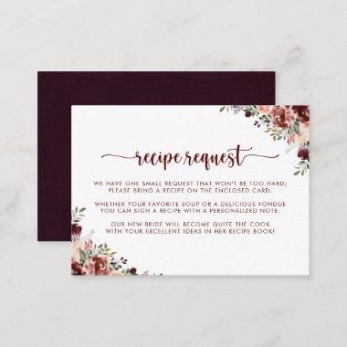 Rustic Summer Floral Wedding Recipe Request  Enclosure Invitations