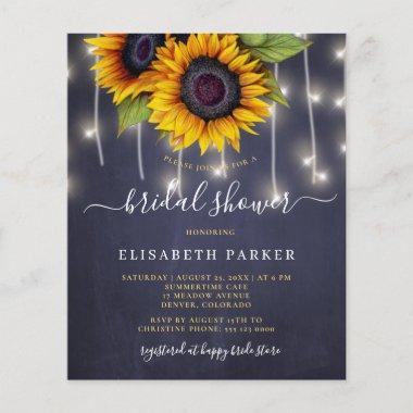 Rustic sunflower budget bridal shower Invitations