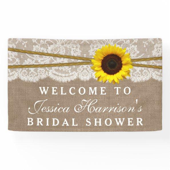 Rustic Sunflower, Burlap & Lace Bridal Shower Banner