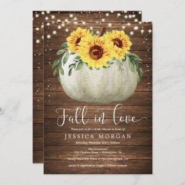 Rustic Sunflower Fall in Love Bridal Shower Invite
