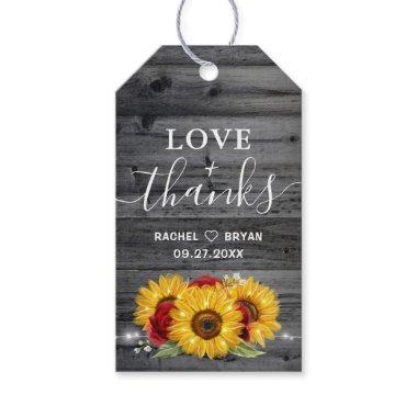 Rustic Sunflower Red Rose Thank You Wedding Favor Gift Tags