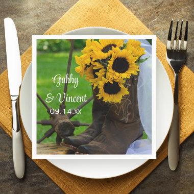 Rustic Sunflowers and Cowboy Boots Western Wedding Napkins