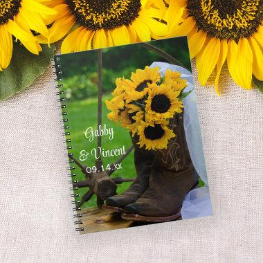 Rustic Sunflowers and Cowboy Boots Western Wedding Notebook
