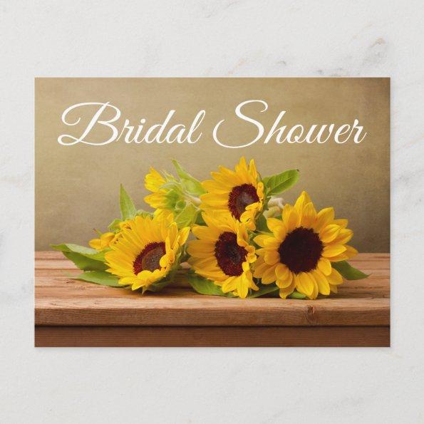 Rustic Sunflowers Bridal Shower Yellow Flowers Invitation PostInvitations