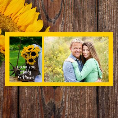 Rustic Sunflowers Cowboy Boots Wedding Thank You