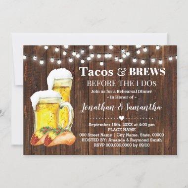 Rustic Tacos & Brews Before I Do Couples Shower Invitations