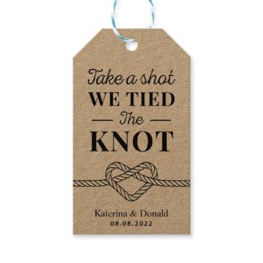 Rustic Take a Shot We Tied The Knot Wedding Kraft Gift Tags