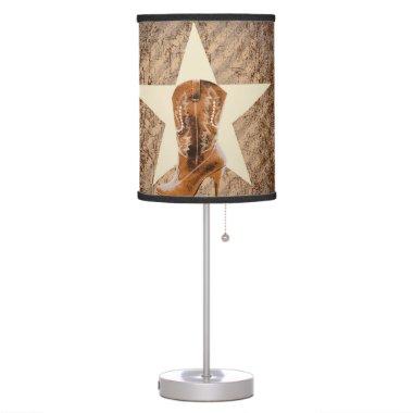 Rustic Texas Star Western Country Cowgirl Boot Table Lamp