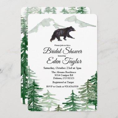 Rustic Tree Bear Bridal Shower Invitations