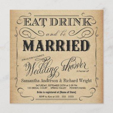 Rustic Vintage Wedding Shower Invitations