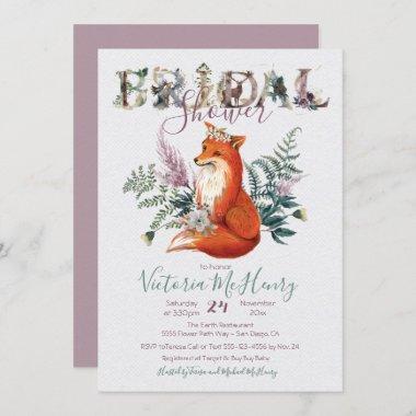 Rustic Watercolor Forest Fox Bridal Shower Invitations